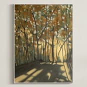 "Here Comes the Sun" - Art Print in Forest Green by Ashley Armistead - Framed Canvas