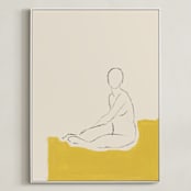 "Figure on Yellow" - Art Print in Saffron by Annie Clark - Framed Canvas