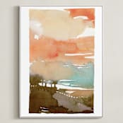 "Sunset Fade No 2" - Art Print in Coral by Kelly Ventura - Framed Canvas