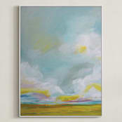 "Summering Forever" - Art Print in Golden Yellow by Emily Jeffords - Framed Canvas