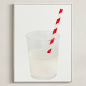 "Whole Milk" - Art Print in Warm Grey by Monica Loos - Framed Canvas