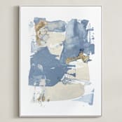 "On the Rocks No. 2" - Art Print in Wedgewood Blue by Julia Contacessi - Framed Canvas