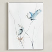 "heron's nest" - Art Print in Heron Blue by Annie Moran - Framed Canvas