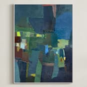 "My City I" - Art Print in Blue Green by MM20 - Framed Canvas
