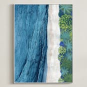 "Indigo Sea" - Art Print in Indigo Sea Blue by Denise Wong - Framed Canvas