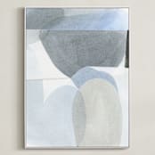 "Construct 3" - Art Print in Soft Blues by Ashleigh Ninos - Framed Canvas