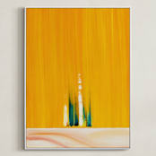 "Emerging" - Art Print in Orange Yellow by Jennifer Spencer - Framed Canvas