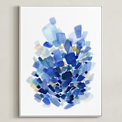 "Sea Glass" - Art Print in Ocean Blue by Yao Cheng Design - Framed Canvas