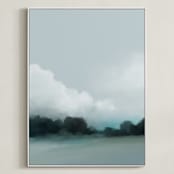 "Anchored Here II" - Art Print in Blue Grey by Shraddha Dharia - Framed Canvas