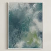"Whispers Of the Mist" - Art Print in Teal by Roopali - Framed Canvas