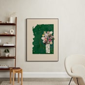 "Bouquet against painted green background" - Art Print in Green Bouquet by Bethania Lima - In a Room