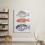 "Three Fish" - Art Print in tangerine by Natalie Groves - In a Room