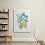 "Hexagon with Dots in Blue" - Art Print in Turquoise by Yao Cheng Design - In a Room