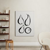 "Still-life with four pears" - Art Print in Black and Off-white by Sonya Percival - In a Room