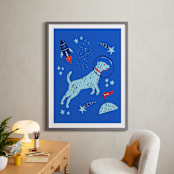 "Space Pup" - Art Print in Celestial by Kristin Mastoras - In a Room