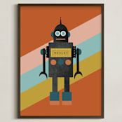 "Retro Robot" - Personalized Art Print in Pumpkin by Morgan Kendall - Framed