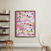 "I Love Seattle" - Art Print in Flamingo Pink by Jordan Sondler - In a Room