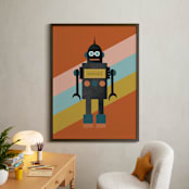 "Retro Robot" - Personalized Art Print in Pumpkin by Morgan Kendall - In a Room