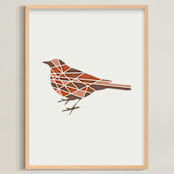 "Bird Geometry" - Art Print in Red Sienna by Jennifer Morehead - Framed