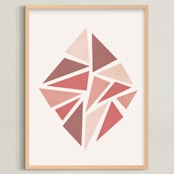 "Shattered Series Diamond" - Art Print in Coral by Jennifer Morehead - Framed