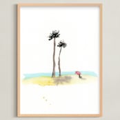 "Shade by the Sea" - Art Print in Turqouise by Lindsay Megahed - Framed