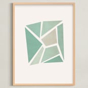 "Shattered Series Square" - Art Print in Turqoise muted by Jennifer Morehead - Framed