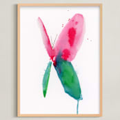 "Butterfly Whimsy" - Art Print in Pink by Lindsay Megahed - Framed