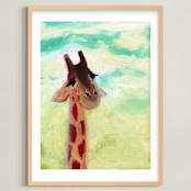 "Giraffe Up Close" - Art Print in Carmel by Lindsay Megahed - Framed