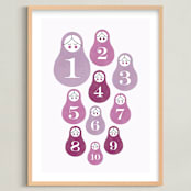 "Counting Babushka Babies" - Art Print in Lavender by Corinne Malesic - Framed
