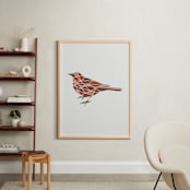 "Bird Geometry" - Art Print in Red Sienna by Jennifer Morehead - In a Room
