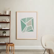 "Shattered Series Square" - Art Print in Turqoise muted by Jennifer Morehead - In a Room