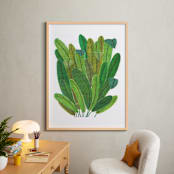 "Banana Leaf Bouquet" - Art Print in Tropical Green by Madeline Trait - In a Room