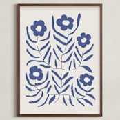 "Bloom 2" - Art Print in Denim by Kelly Watkins - Framed