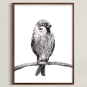 "Little Sparrow" - Art Print in Charcoal by Elly - Framed