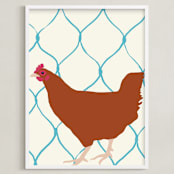"Rhode Island Red" - Art Print in Blue by Jorey Hurley - Framed