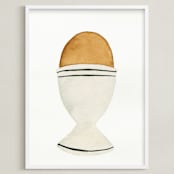 "The Humble Egg" - Art Print in porcelain gray by Monica Loos - Framed