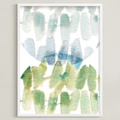 "Subtle Overlap" - Art Print in Leaf by Kelly Ventura - Framed