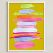 "Pillowed Rainbow" - Art Print in Tumeric by Deborah Velasquez - Framed