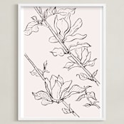 "magnolia study" - Art Print in peach by Qing Ji - Framed