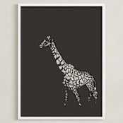 "fading giraffe" - Art Print in Charcoal by Erin Niehenke - Framed