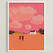 "let's grow old together" - Art Print in Bubblegum by Yuke Li - Framed