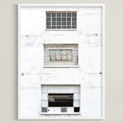 "Three Windows" - Art Print in distressed white by Kamala Nahas - Framed