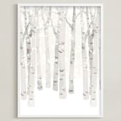 "Birch Woods in Winter" - Art Print in Ivory by Shannon Chen of Four Wet Feet Studio - Framed