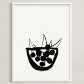 "Life is a bowl of cherries" - Art Print in Black and Off-white by Sonya Percival - Framed