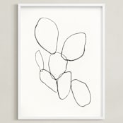 "Cactus Line Drawing" - Art Print in dusty white by Amanda Phelps - Framed