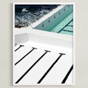 "Stripes Coastal" - Art Print in White by JD - Framed