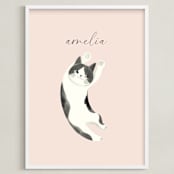 "Feline" - Personalized Art Print in Blush by Vivian Yiwing - Framed