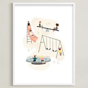 "Together" - Art Print in Playground Blue by JeAnna Casper - Framed
