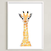 "baby animal.giraffe" - Art Print in merigold by Cass Loh - Framed