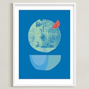 "Blue Garnish" - Art Print in Bold Blues by sue prue - Framed
